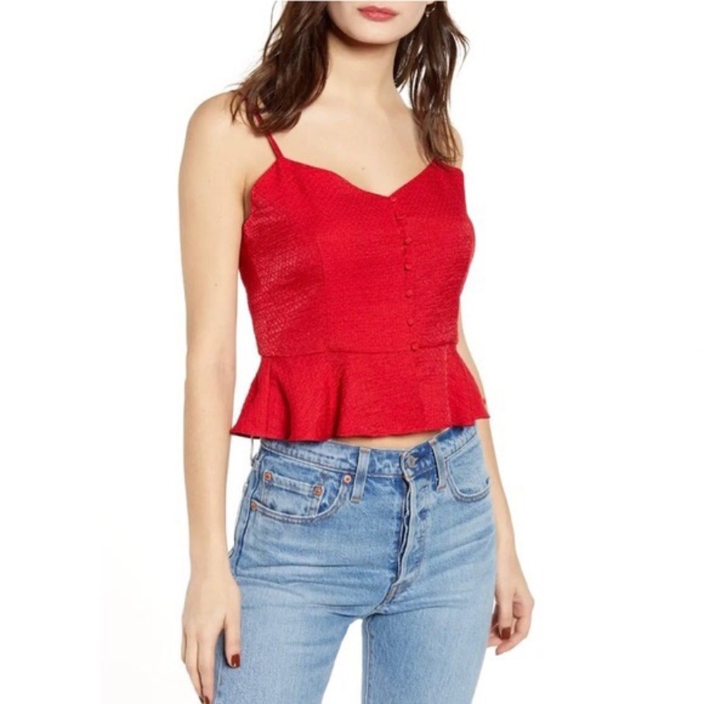 WAYF Vanessa Button Front Cami red Sz XS